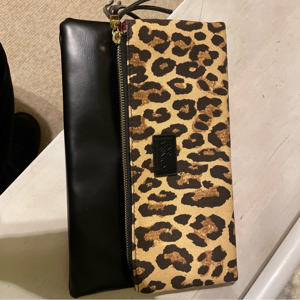 Funky Monkey Leopard Print Clutch Foldable New